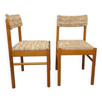 Paire de chaises vintage Baumann en bois et tissu des années 70