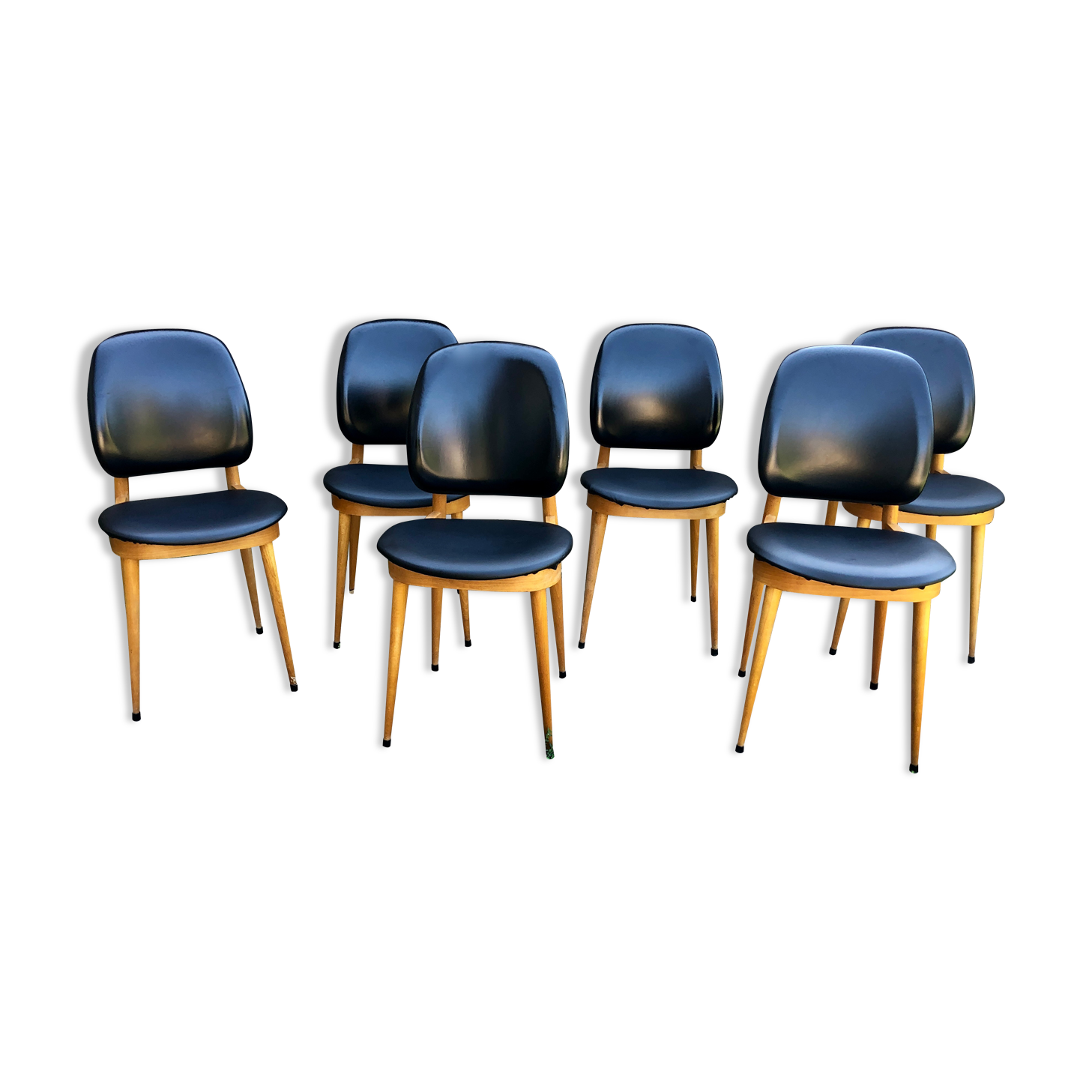 Set of 6 pegasus chairs Baumann skaï black