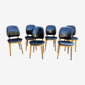 Set of 6 pegasus chairs Baumann skaï black