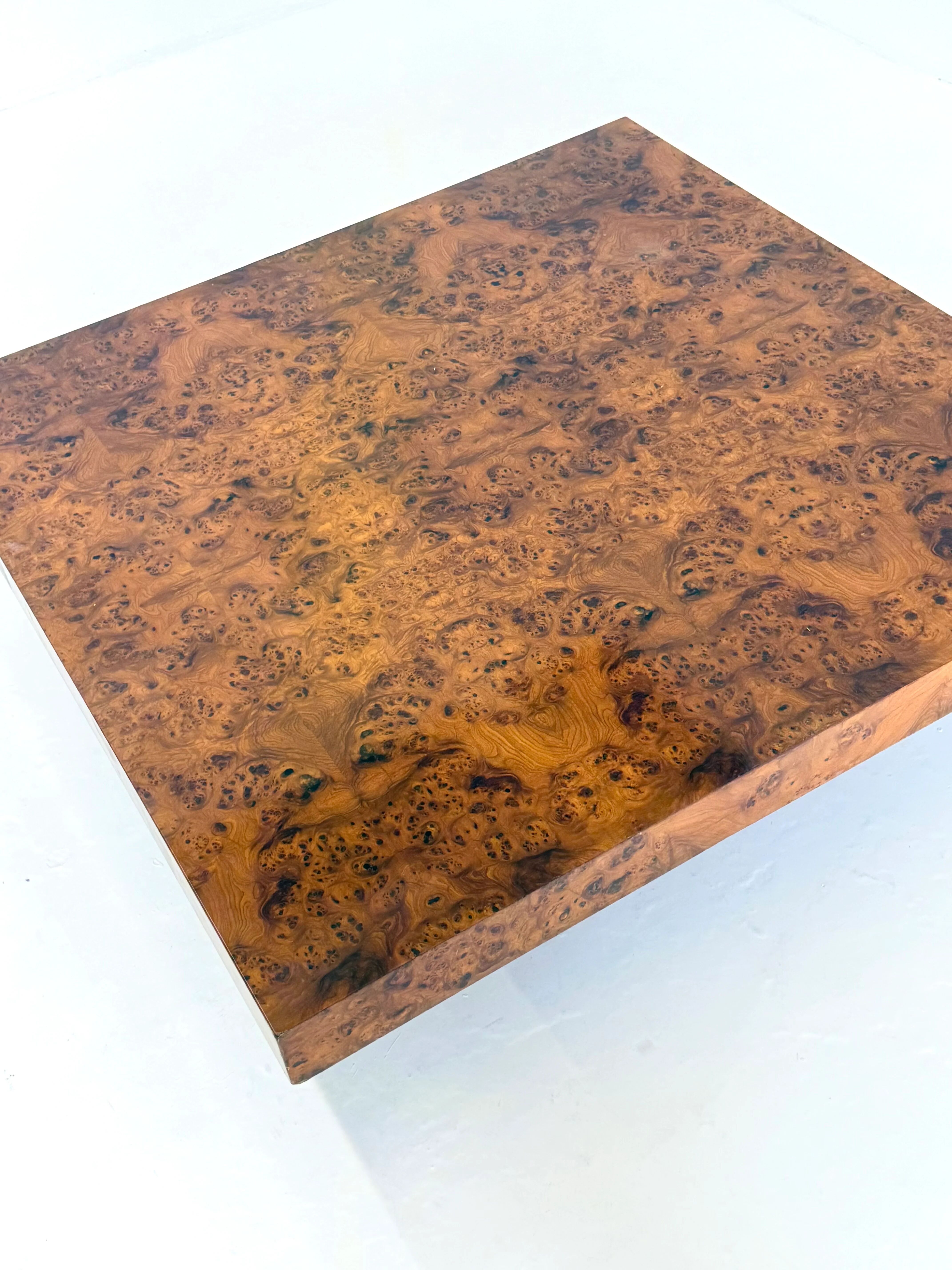 XL square coffee table by Turri in burl wood