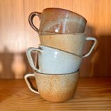 4 vintage stoneware cups