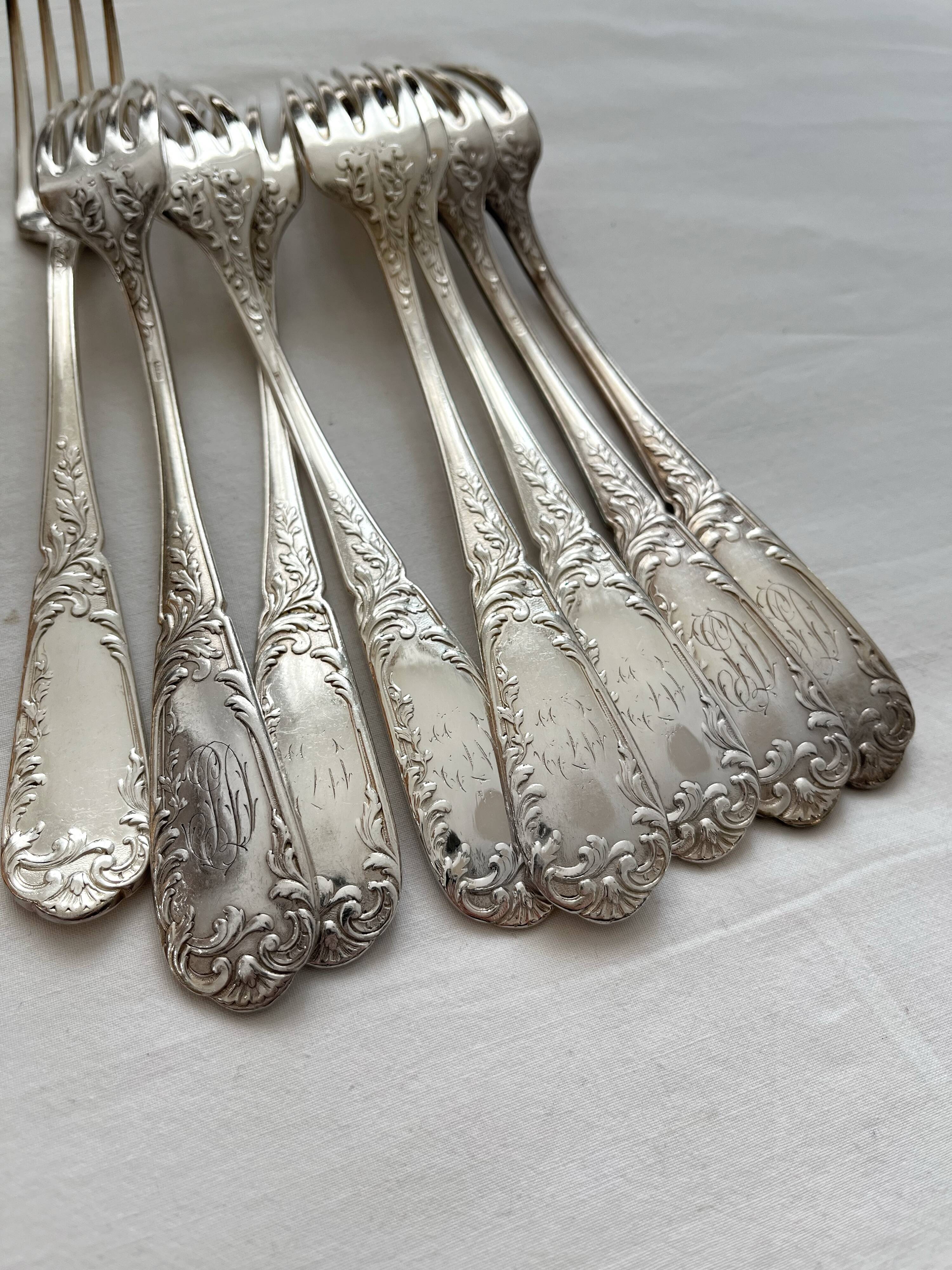 Set of 8 forks in SFAM silver metal