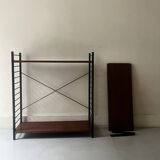 Wired metal and wood library, 1960s design