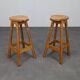Pair of Barstools in Pinewood, 1970s