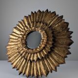 Double-Layered Sunburst Mirror in Wood and Gold Leaf