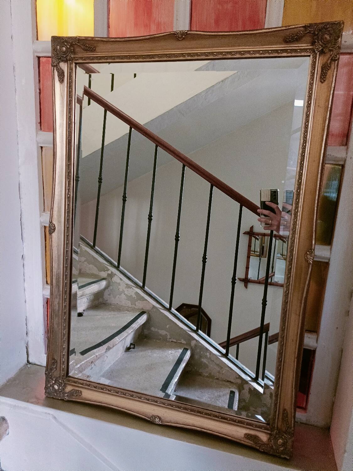 Large baroque style mirror, antique