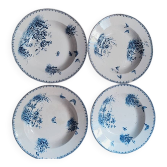 4 deep plates in Sarreguemines earthenware, Tsarine model
