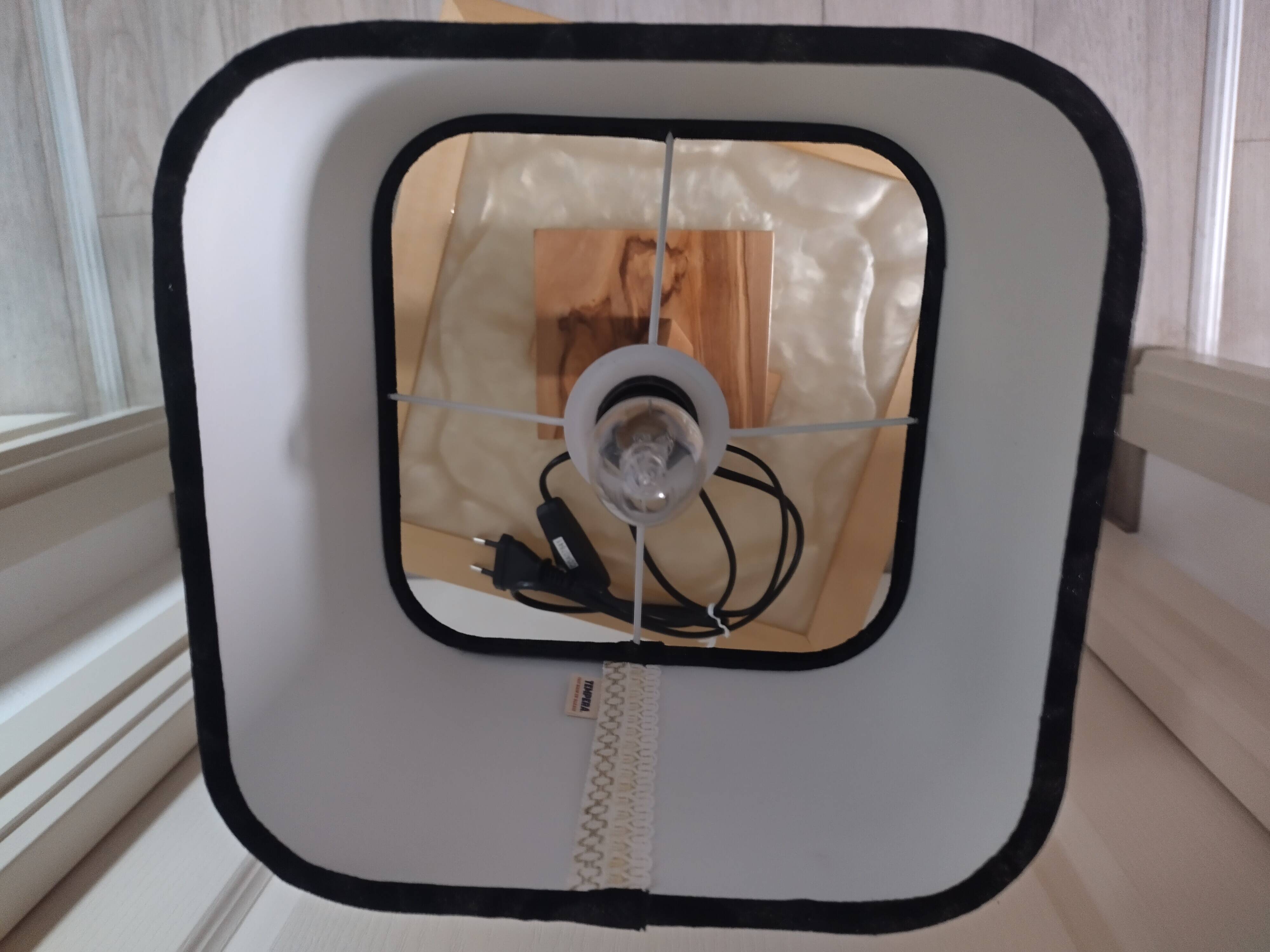 Handcrafted olive wood lamp