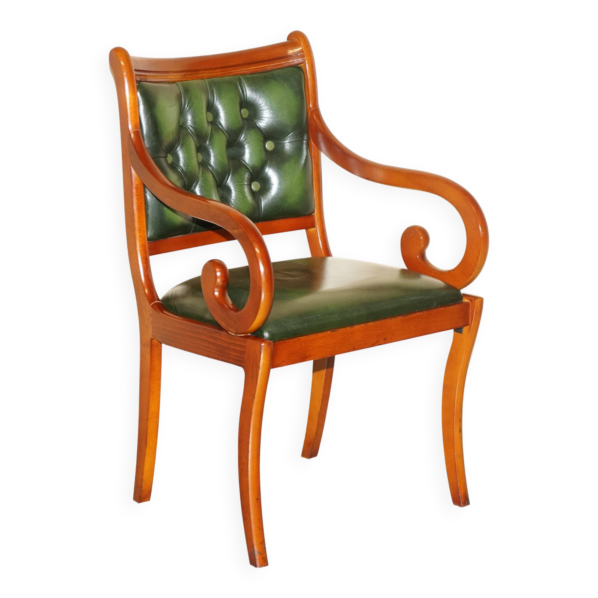 Chesterfield upholstered leather office chair, Victorian style