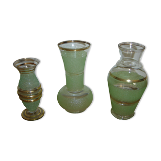 Trio of granite vases