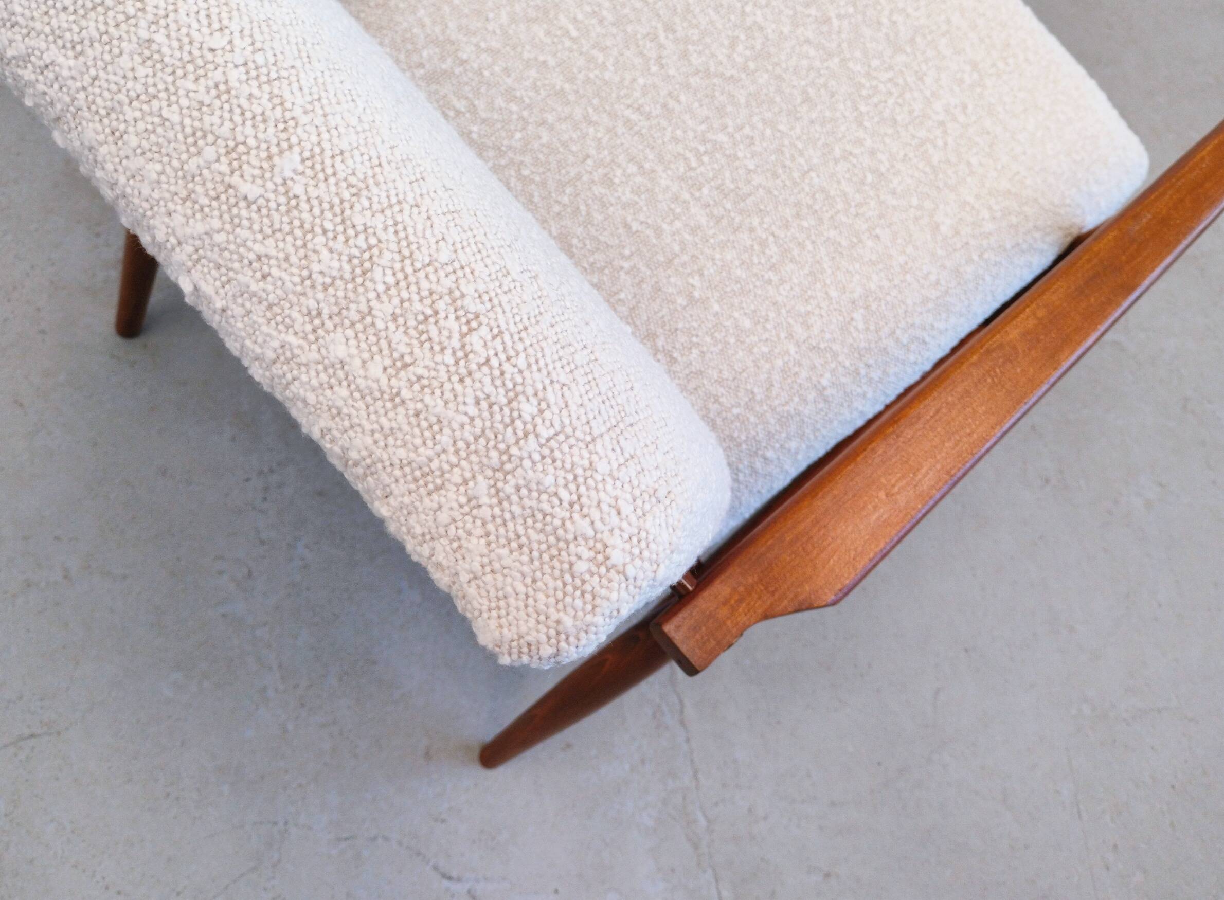 Mid-Century Ivory Boucle Armchairs by Henryk Lis, 1967