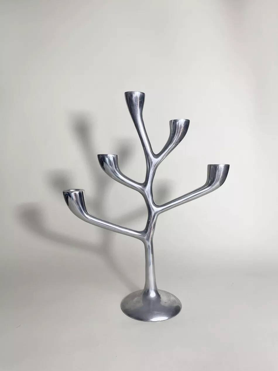 Italian Chrome Candlestick Organic Shape