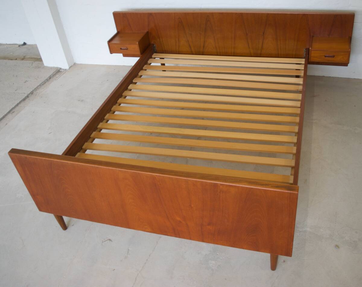 Danish Vintage Teak 'Floating' Bed, 1960s.