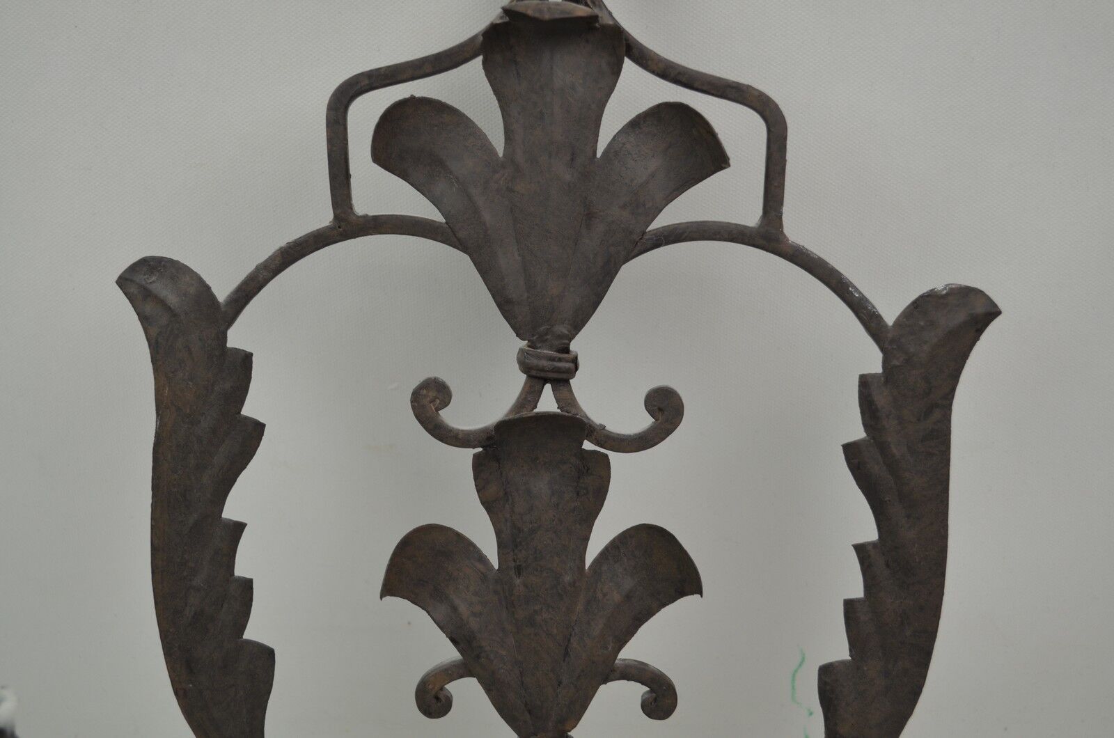 Pair of grey patinated iron wall lamps