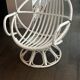 Vintage armchair in white lacquered rattan