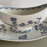 Sauce boat in blue iron earth Sarreguemines model Carmen