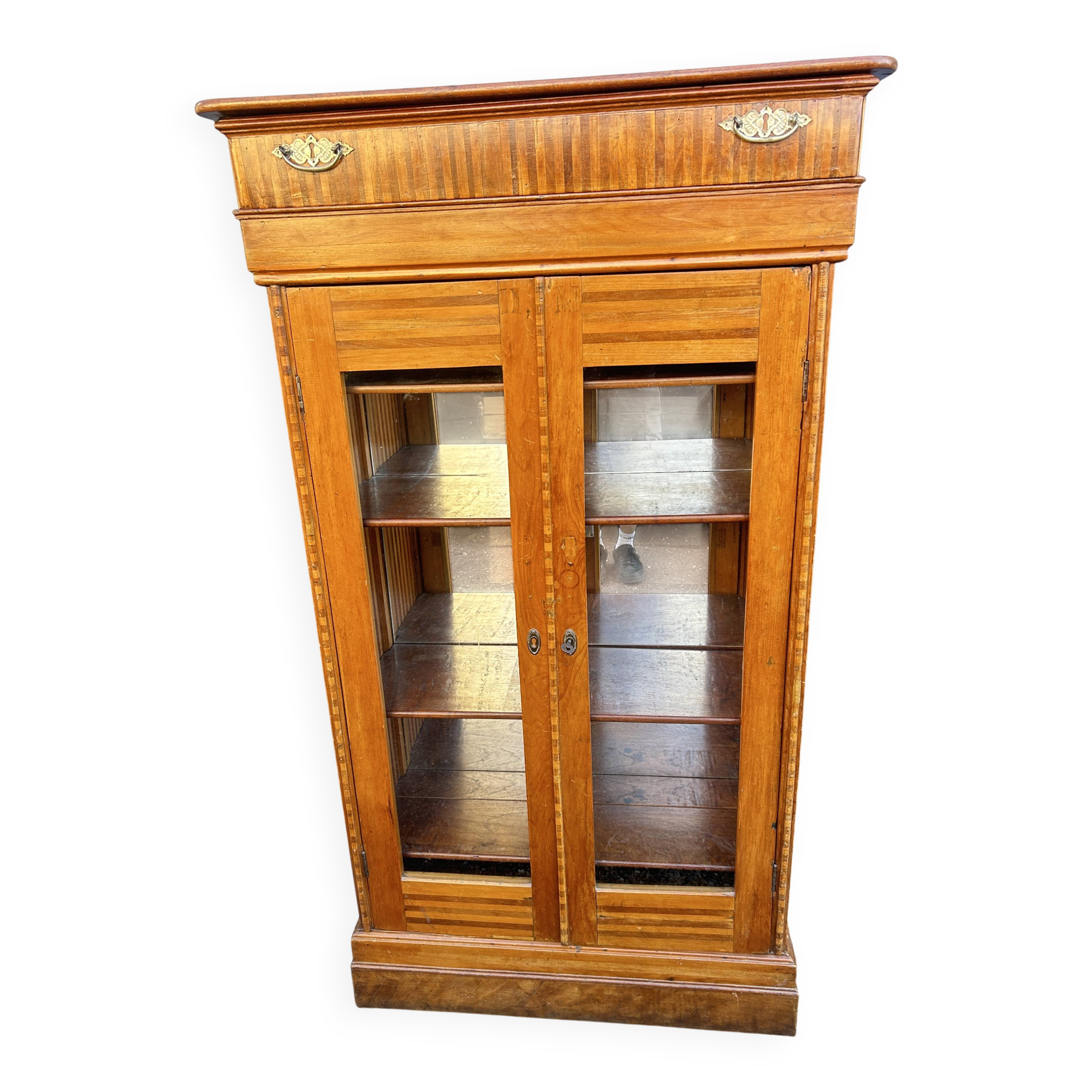 Two-door mahogany display cabinet