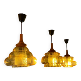 Trio of 3 glass chandelier suspensions GDR 1970 Veb Narva