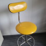Vintage skaï yellow industrial stool