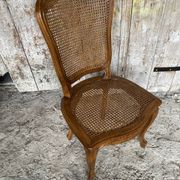 Chaise ancienne style louis xv merisier + assise cannée vintage