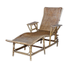 Long folding chair in rattan and old wicker