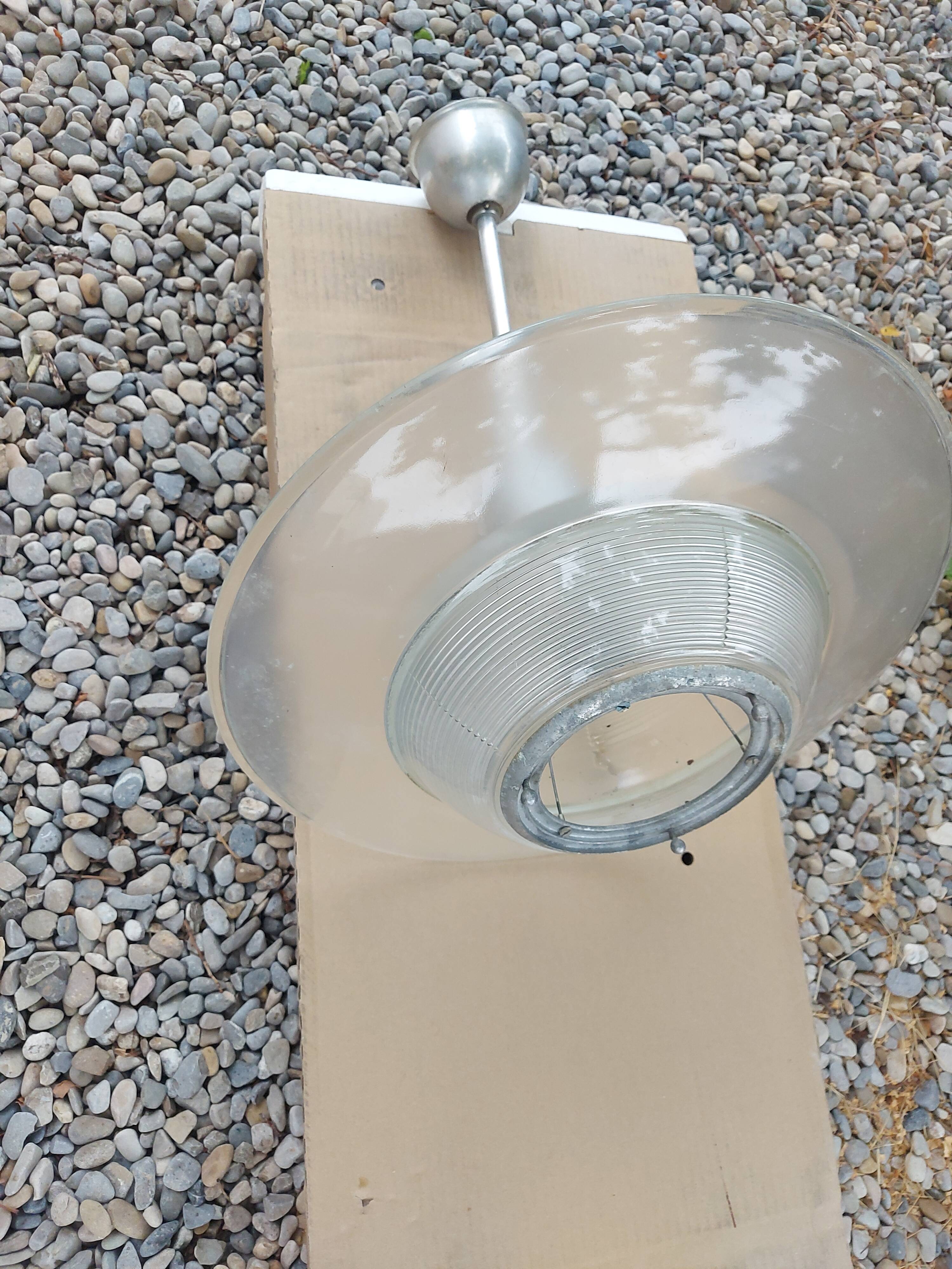 Holophane art deco glass pendant light