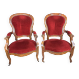 Pair of Louis Philippe period armchairs in walnut