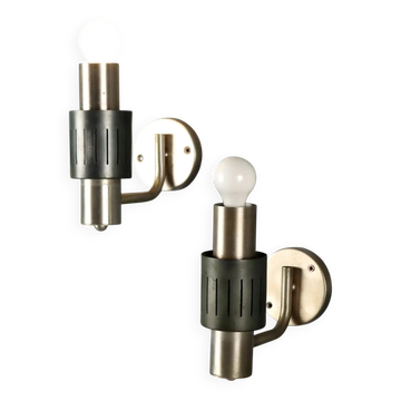 Vintage wall sconces in chrome metal and aluminium, Italy, 1960s.