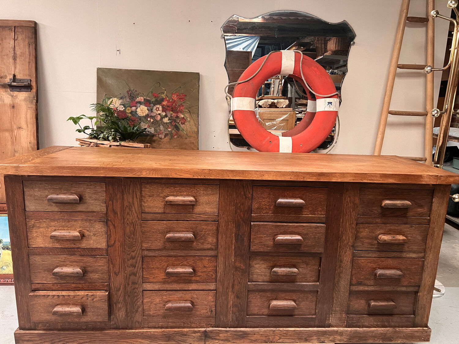 Old oak haberdashery counter