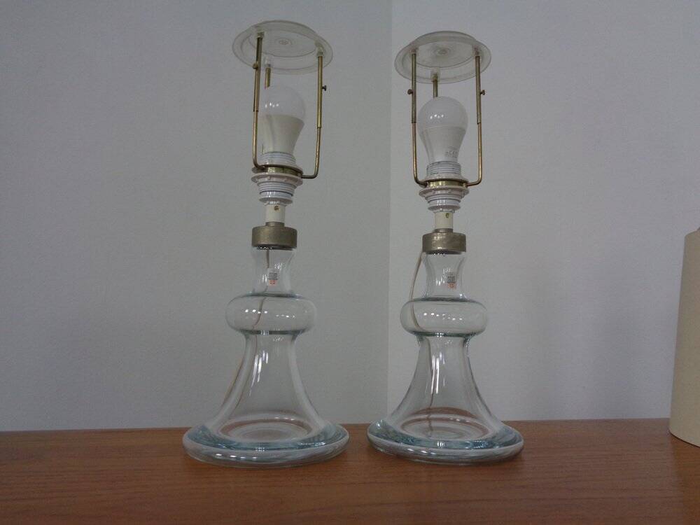 Glass table lamps by Michael Bang for Holmegaard, 1970s, set of 2.