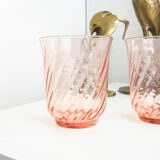 Set of 6 vintage pink depression glass tea or water glasses Rosaline French glassworks Arcoroc Luminarc