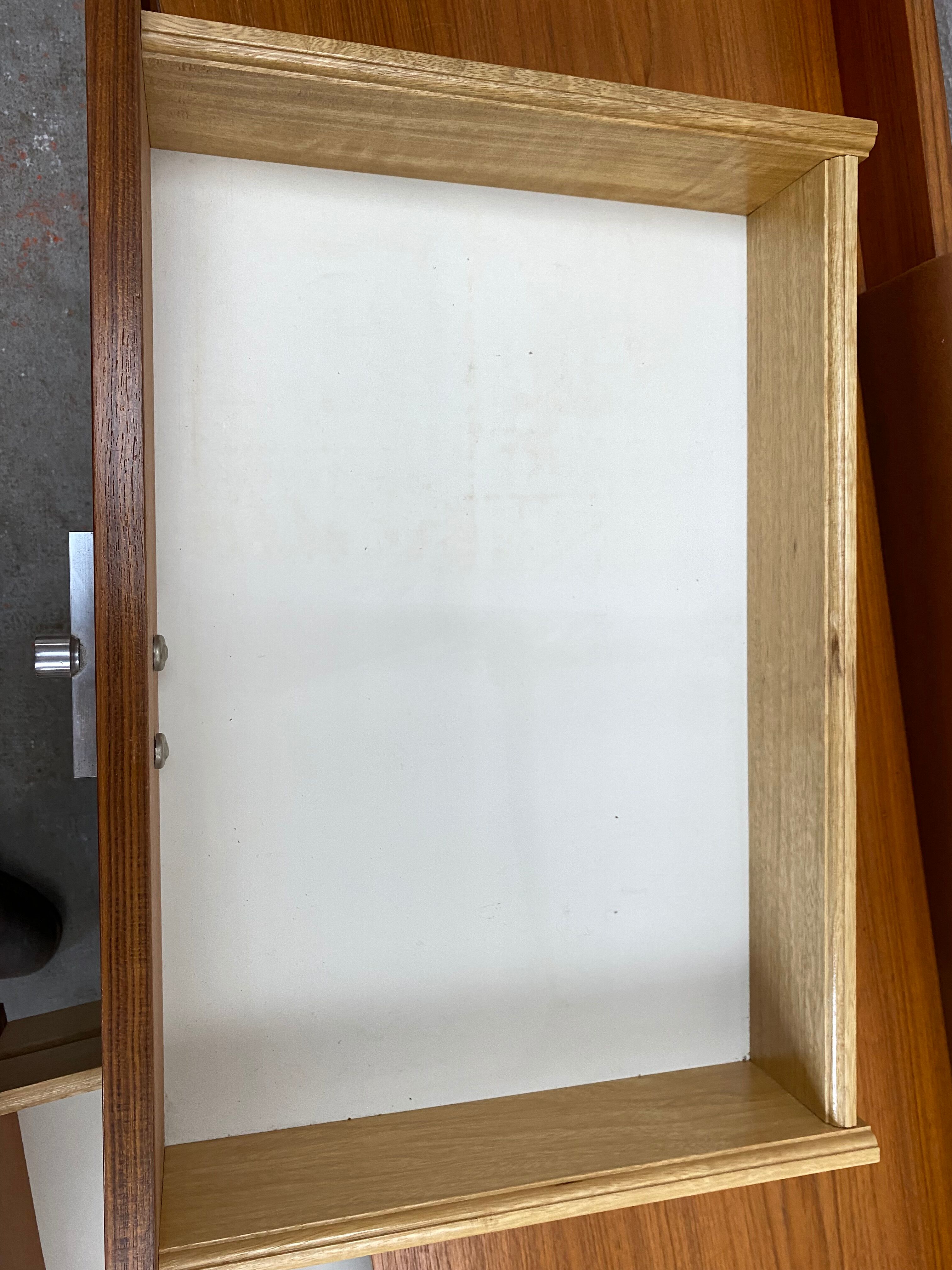 Vanity cabinet design 1970 . Teak plating. Sold without mirror.