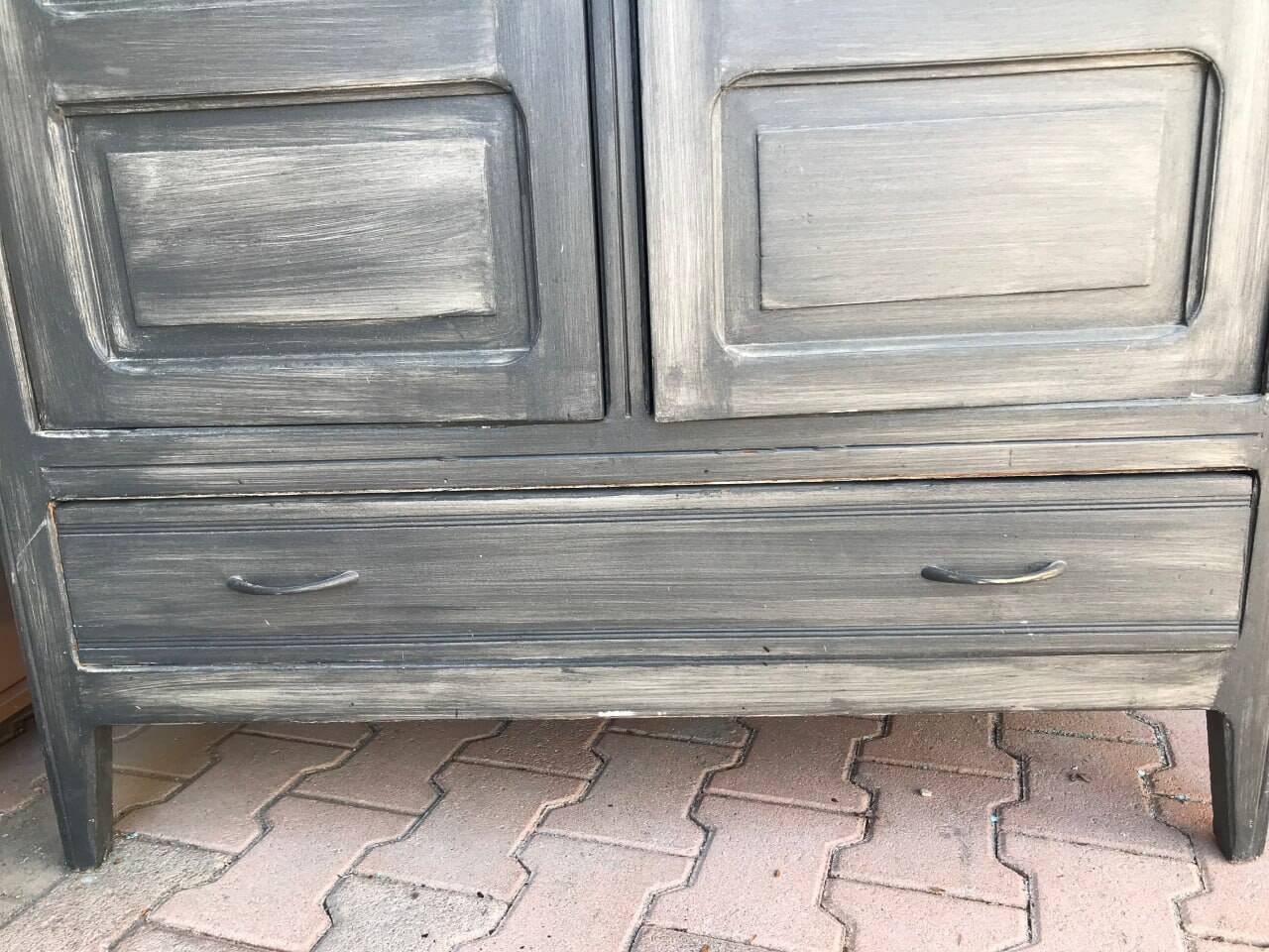 Vintage cabinet repainted in grey