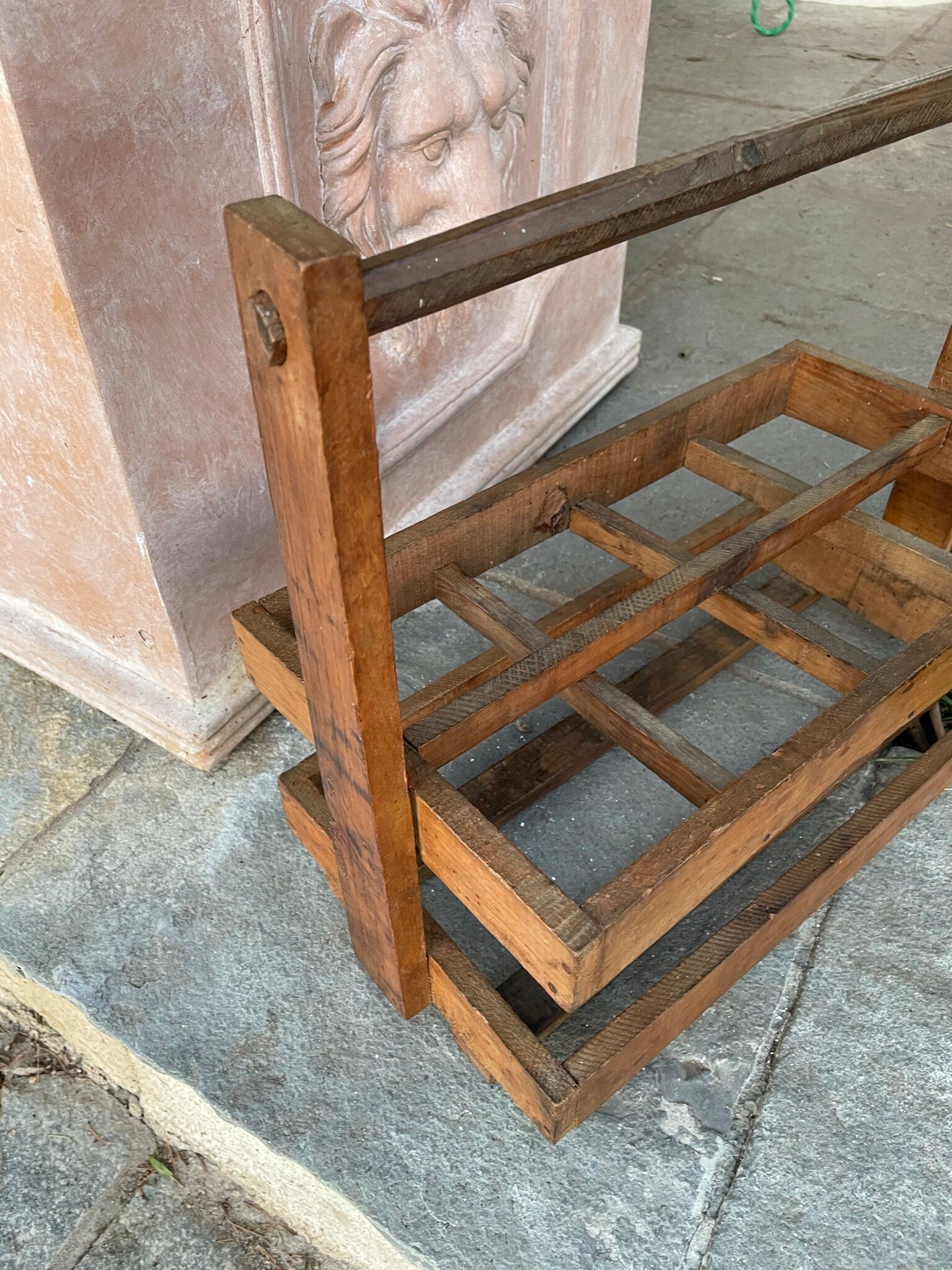 Old wooden bottle holder