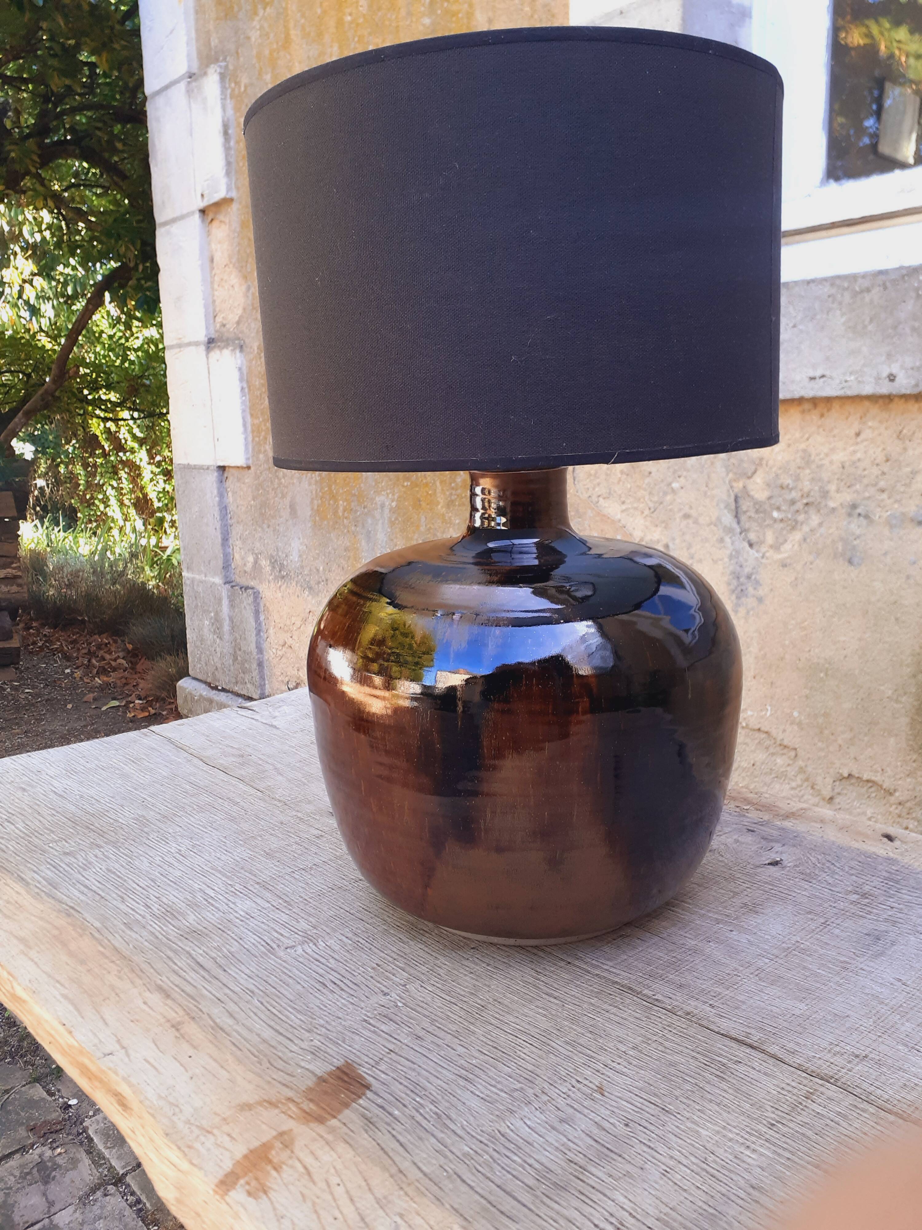 Glazed stoneware lamp base from the 1970s.