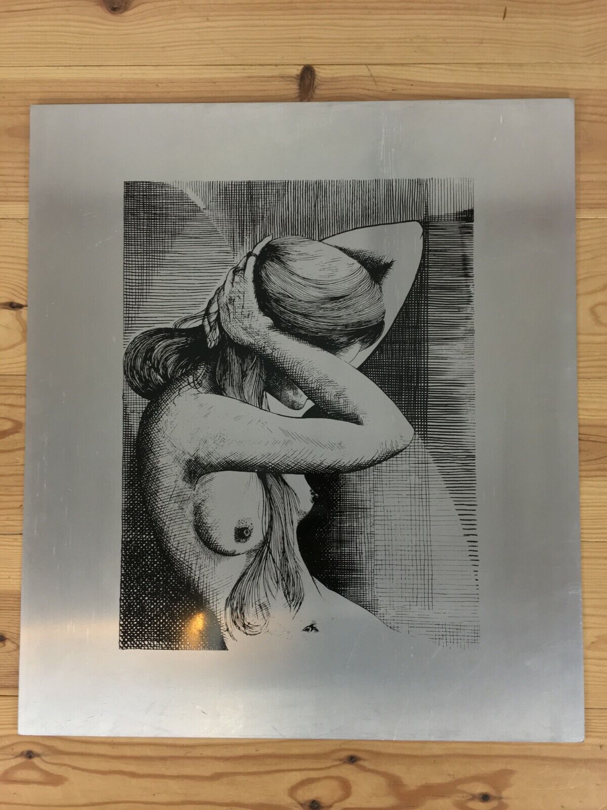 Engraving on aluminum plate 70s