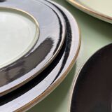 Dinner Service Year 50/60 Earthenware of Salins 53 Pieces Mint Black