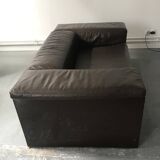 Italian design black leather sofa Cini Boeri 'Brigadier' for Knoll 1980s