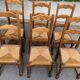 6 solid wood and straw chairs with high farmhouse-style backs