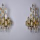 Pair of oscar torlasco wall lamps, triedri glass, italy, 1970