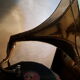 Former gramophone the voice of his master with brass pavilion, , with a disc 78 runs my