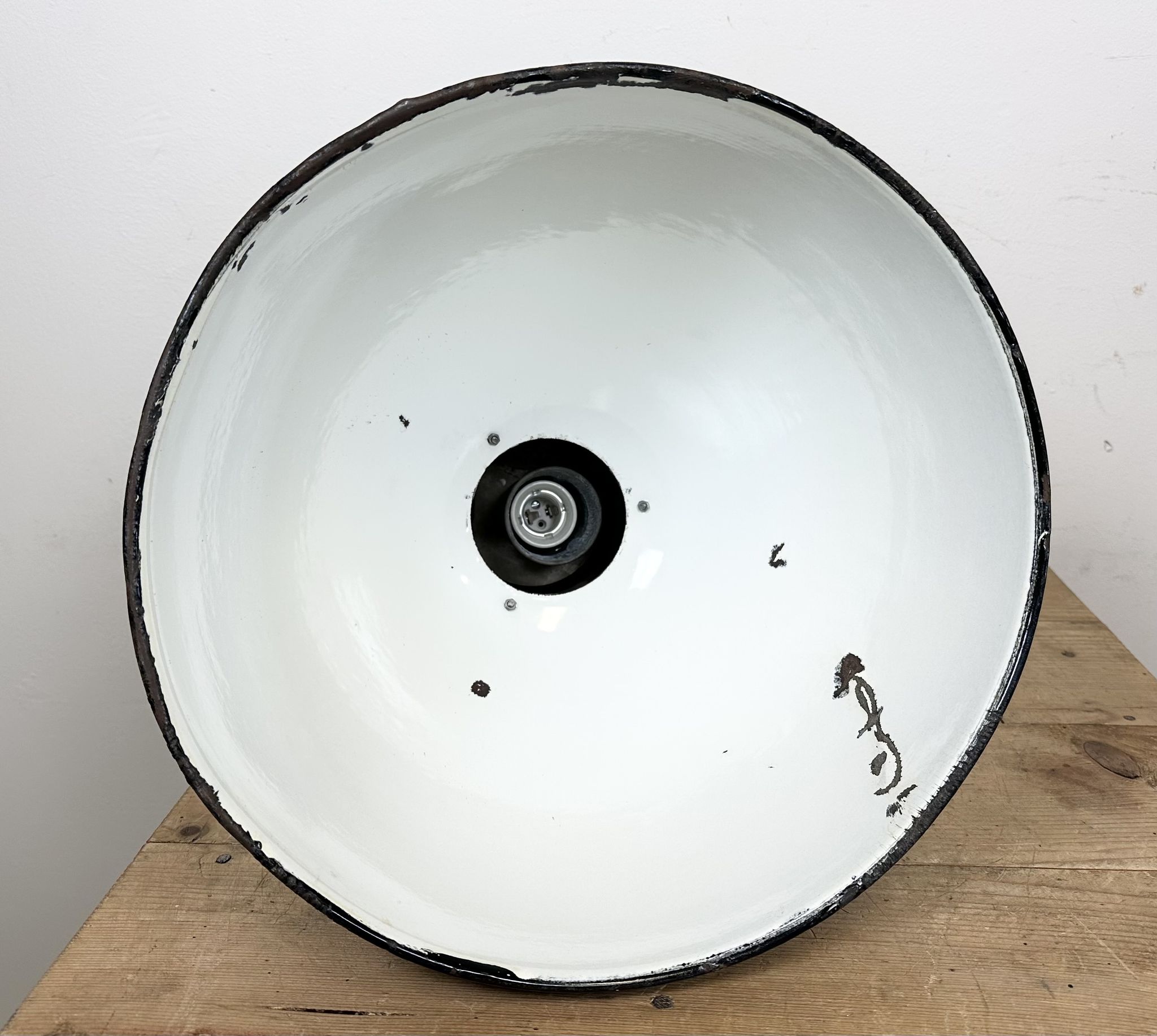 Set of 4 Industrial Bauhaus Black Enamel Pendant Lamps, 1960s