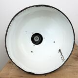 Set of 4 Industrial Bauhaus Black Enamel Pendant Lamps, 1960s