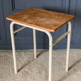 School desk 1960 white lacquered metal wooden top