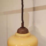 Vintage pendant light in mustard yellow glass 1960s goes up and down
