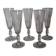 5 crystal Champagne flutes from Baccarat, Clermont model, 19th century.