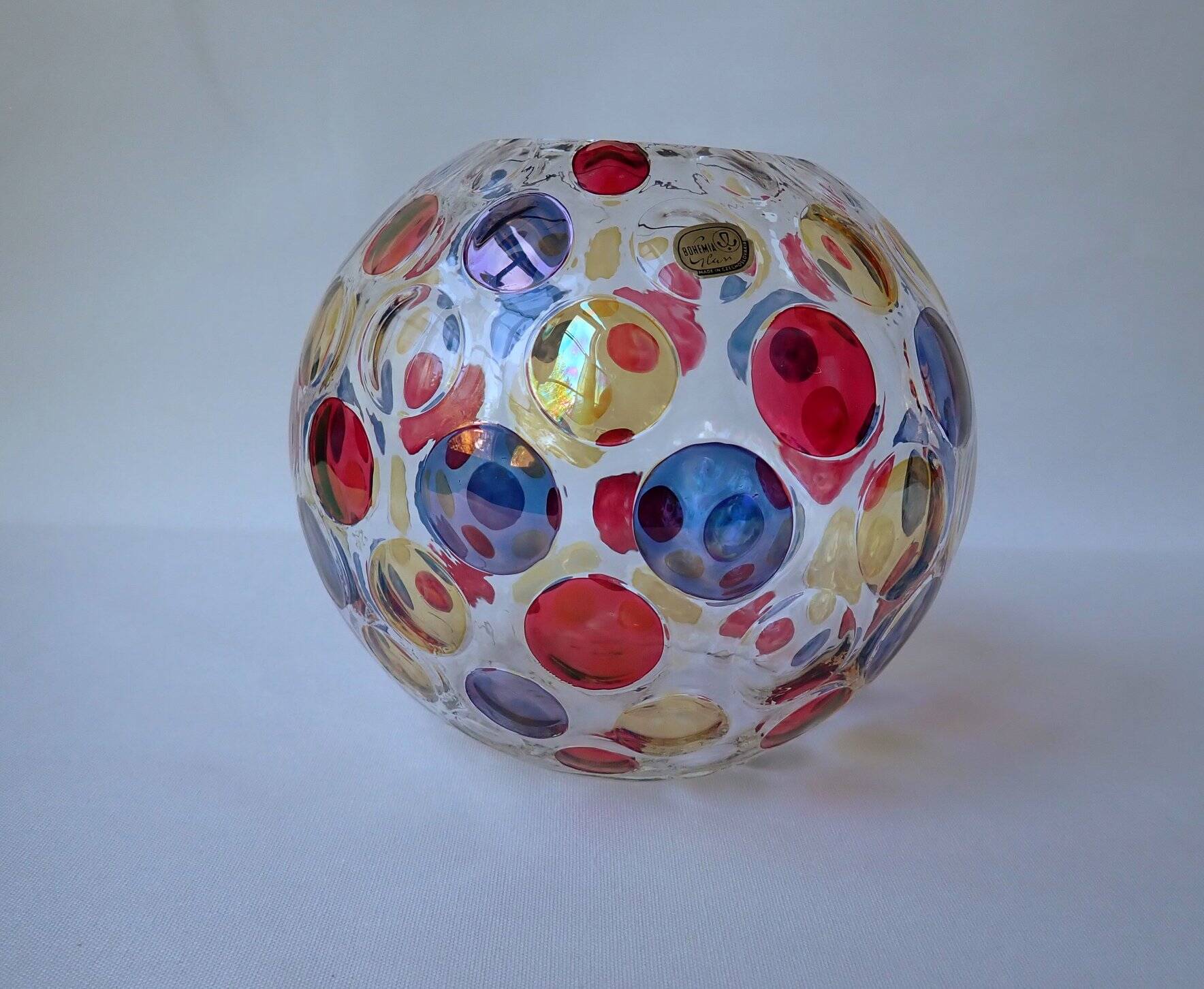Vintage round vase - Bohemia 1960 - "Nemo" Borske Sklo by Max Kannegiesser