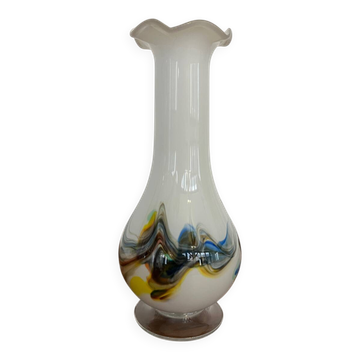Vase type Murano blanche jaspé 