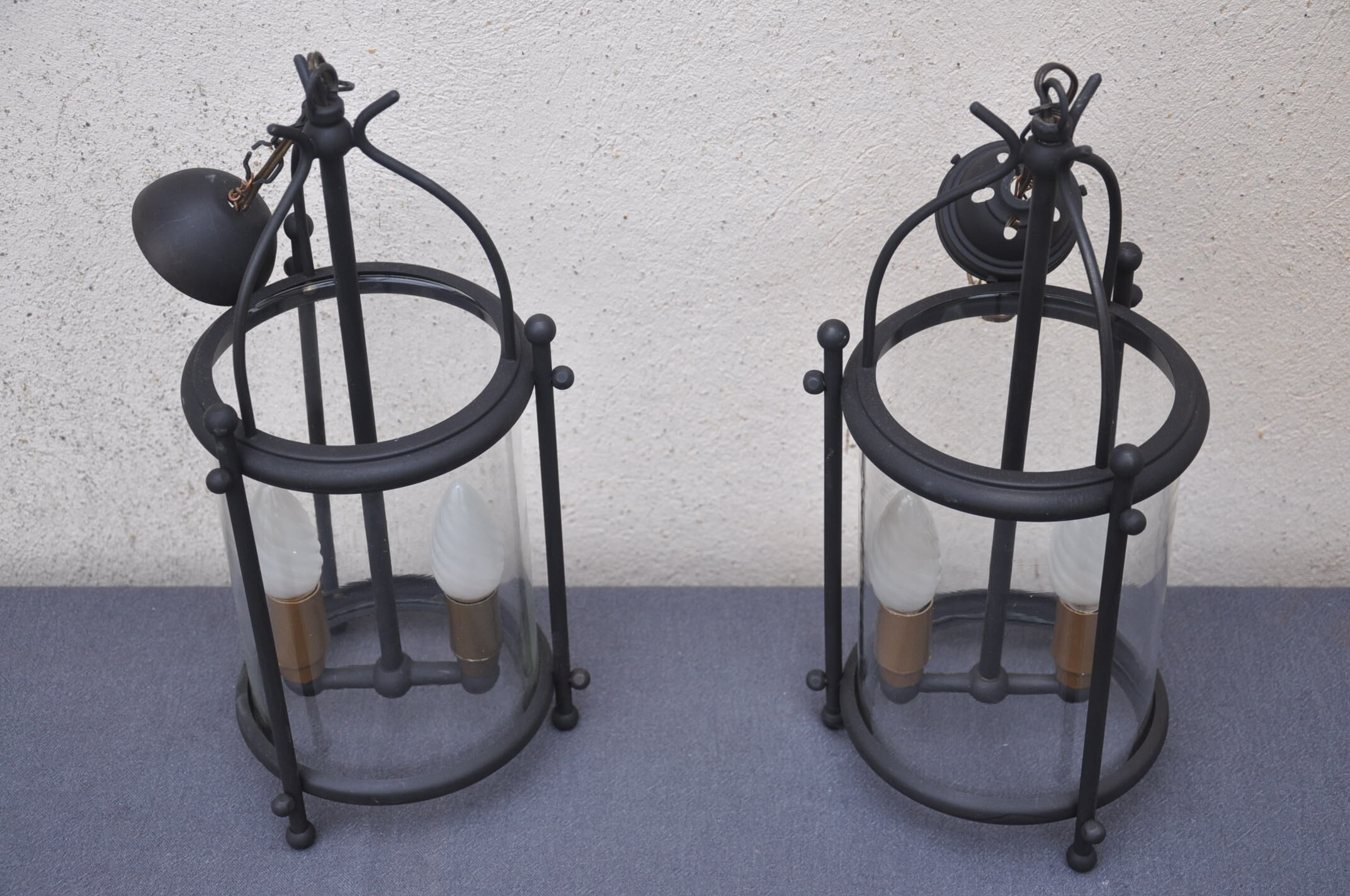Pair of vintage black lanterns