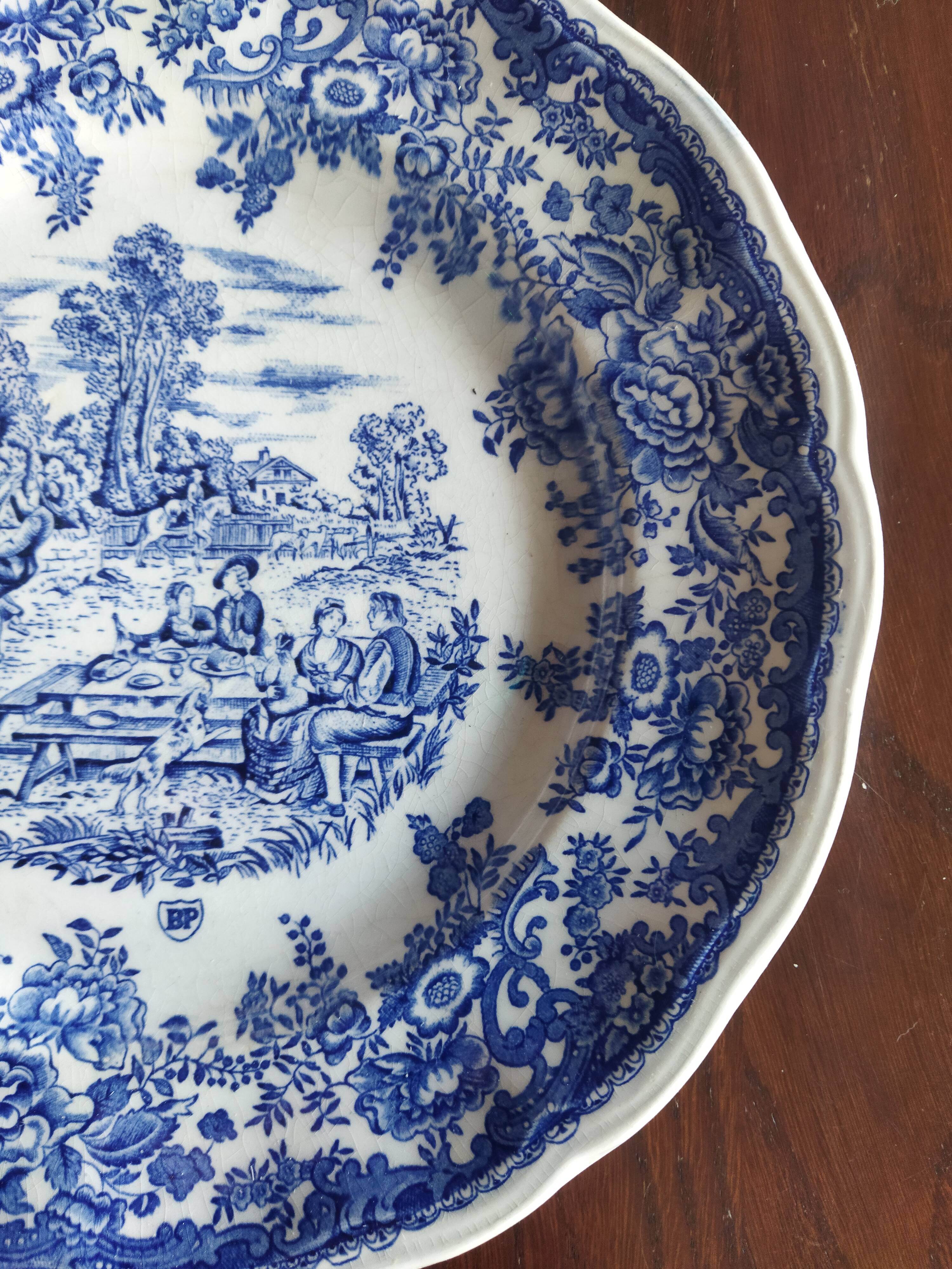 8 blue & white English dinner plates (Myott Meakin WH Grindley KG Luneville)